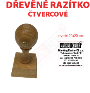 dřevěné razítko čtvercové 20x20 cm